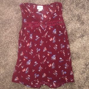 Day trip red floral flowing tank top